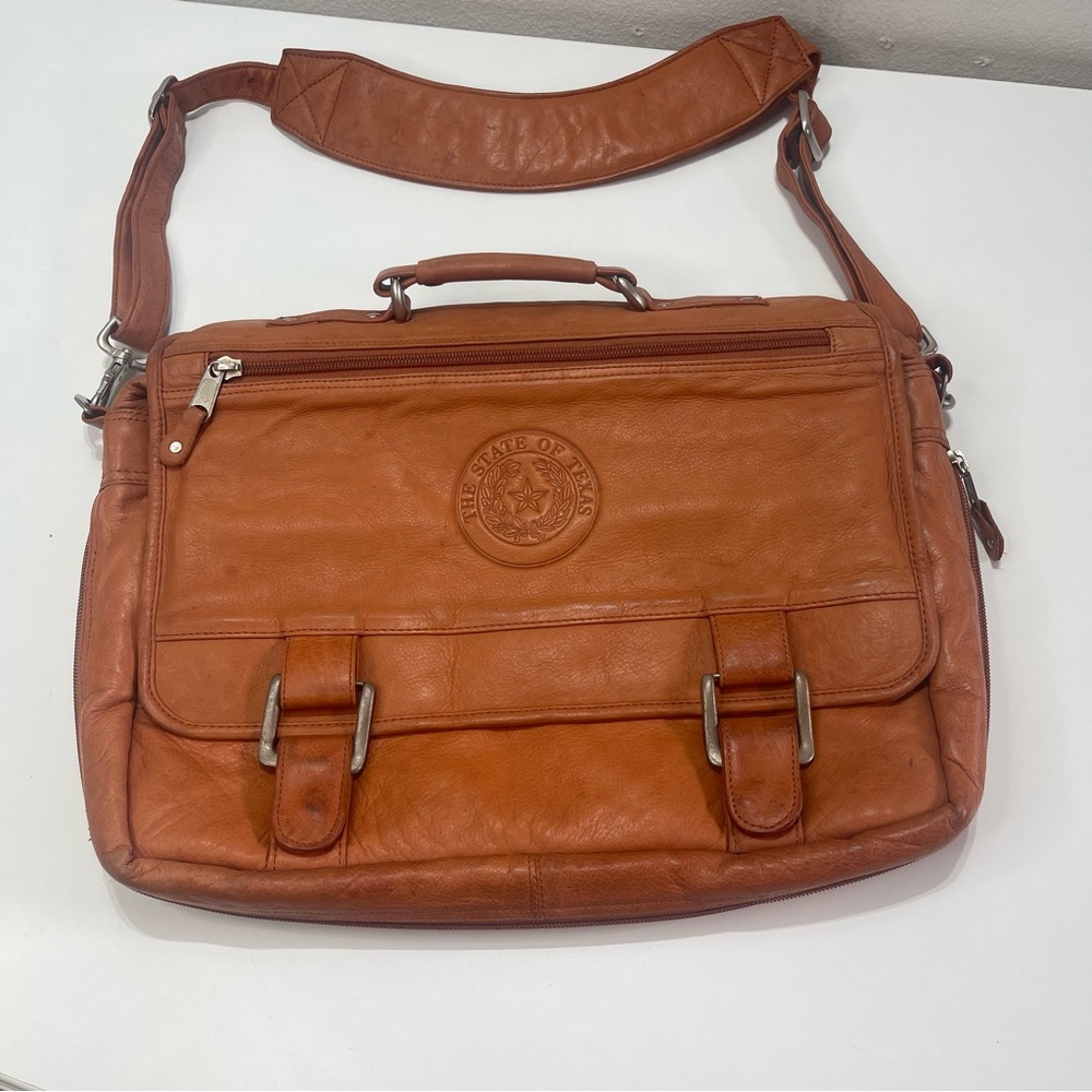 Canyon Outback Tan Genuine Leather Messenger Shoulder Bag Work Travel School 17'